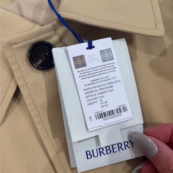 NW Burberry Women Car Cotton Coat Jacket Sz US 10 UK 12 EU 44 Color FLAX (beige) - Picture 8 of 13